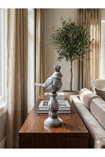 Dekoromi Dekoratif Taçlı Kuş Biblo (18x10cm) Ev Masa Raf Ünite Dresuar Üzeri ...