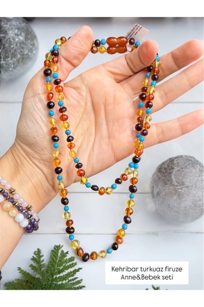 Kehribarkolyecimm Kehribar turkuaz kombini anne bebek kehribar