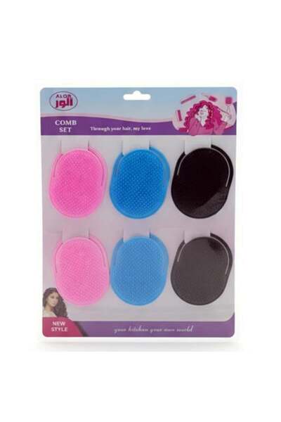 Alor Multicolored Plastic Hair Brush Set - 6 Pieces