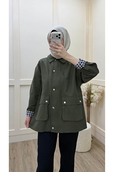 Minharir Γυναικείο μπουφάν από ύφασμα γαμπαρντίνα με καρό σχέδιο - Εποχιακό, ...