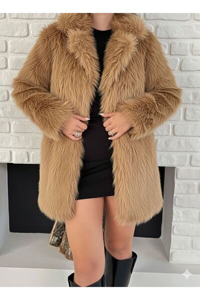 Lunea Womens Women's Tan Long Lined Premium Fur