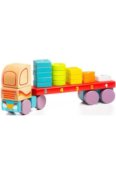 LEAN Jucărie din lemn, Cubika, „Camion cu forme geometrice”