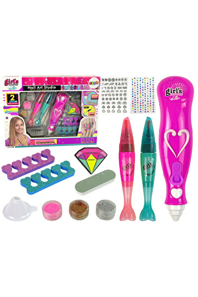 LEAN Комплект за маникюр за момичета с химикалки за нокти, брокат и цветни ди...