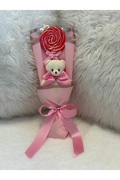 Salish Çubuk Şekerli Pembe Ayıcık Buketi | Çocuklara Özel Karne & Doğum Günü ...