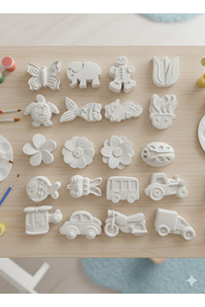 muffag 20 Adet Alçı Taş Boyama Seti Anne Çocuk Etkinliği Çocuk Gelişimi Objeleri