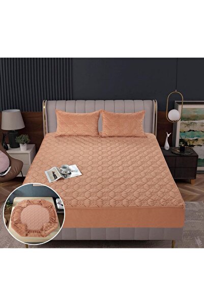 Truva Grup Husă de Pat din Catifea Tip Topper 180x200 cm + 2 Fețe de Pernă – ...