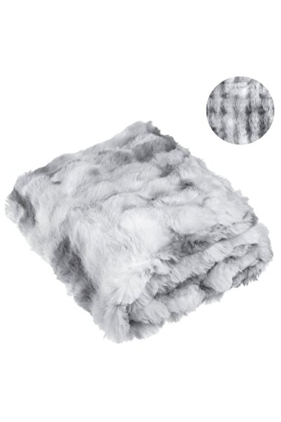 OEM White Gray Faux Fur Blanket with Dots Relief Pattern for Armchair 160x130cm