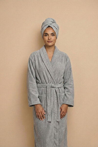 Salvia Dione 100% Cotton Pique Hair Cap with Buttons, Practical Hair Drying C...