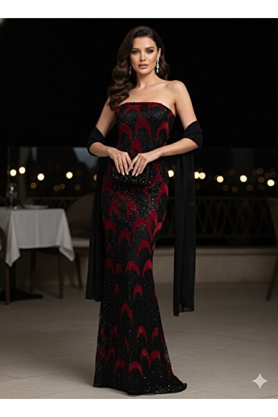 Saraya Sequin dress with shawl