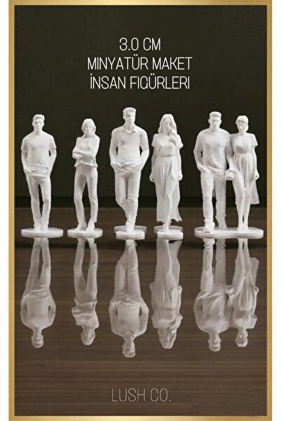 LushCo 6’lı Minyatür Maket İnsan Figürleri - 3cm, Boyanabilir