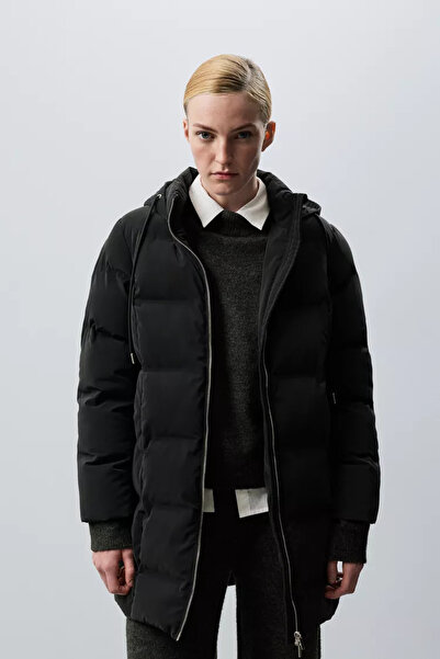 LEFTIES Uzun Kapüşonlu Şişme Mont