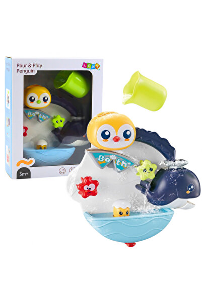 LEAN Jucărie interactivă de baie în formă de pinguin cu efecte de apă