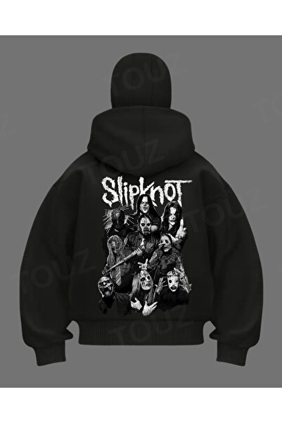 Le Savu Slipknot Printed Unisex Snow Masked Hooded Zippered Oversized Black S...