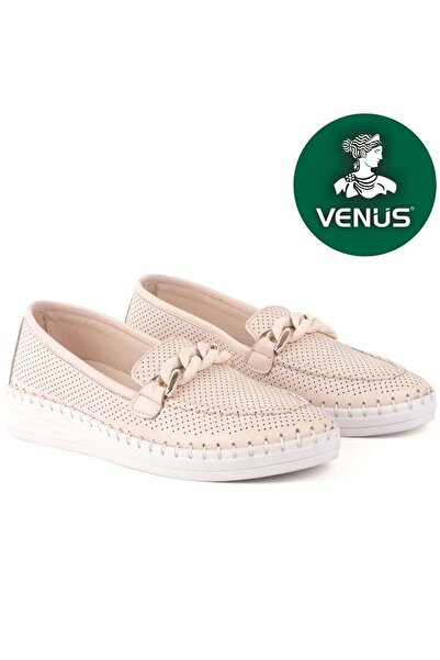 Venüs Blower Genuine Leather Women's Ballet Shoes Beige
