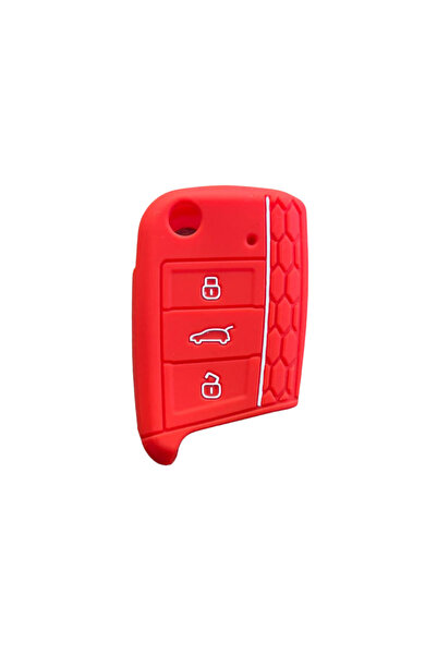 AutoHan Keys حافظة سيليكون حمراء اللون لسيارة فولكس فاجن جولف تيجوان بولو