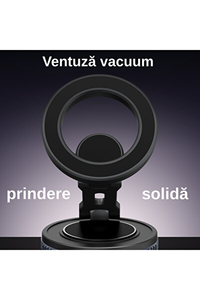 MILORI Suport Auto Magnetic pentru Telefon cu Vacuum, Pliabil și Retractabil, Unghi Reglabil