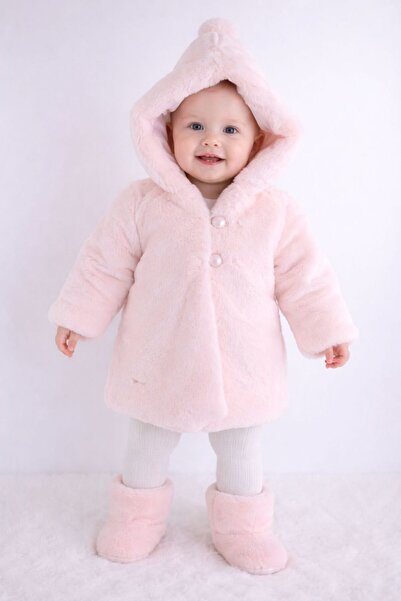 Butik KIZ BEBEK - ÇOCUK PELUŞ KÜLAH KAPÜŞON DETAYLI KABAN - MONT