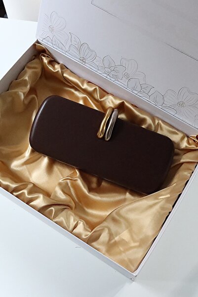 Moom Bag Women's Bitter Brown Chain Lock Detailed Evening Bag