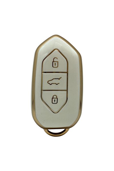 AutoHan Keys Togg T10X T10F Smart Key Case, 3 Keys, Nano Protection White-Gold