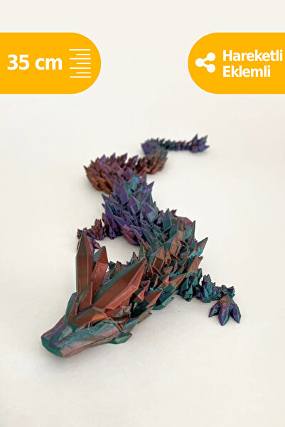 Artimon 3D Store Kristal Ejderha 35 cm Parlak Yeşil-Bakır Renkli Ejderha | Oy...