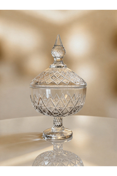 GREEN APPLE وعاء حلوى زجاجي عتيق وجميل مع غطاء - أواني تقديم أنيقة وشفافة من ...