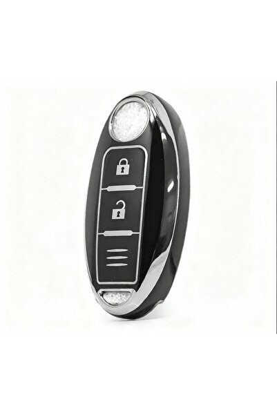 AutoHan Keys غطاء مفتاح نانو أسود وفضي لسيارات نيسان ميكرا وجوك وقاشقاي
