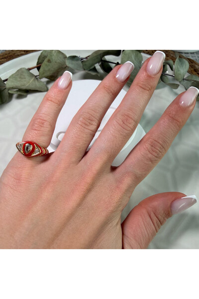 Nes Bordo Mineli Ayarlanabilir Serçe Parmak Yüzüğü