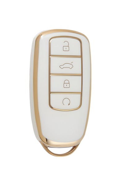 AutoHan Keys غطاء مفتاح ذكي لسيارة شيري تيجو 8 برو، أبيض-ذهبي