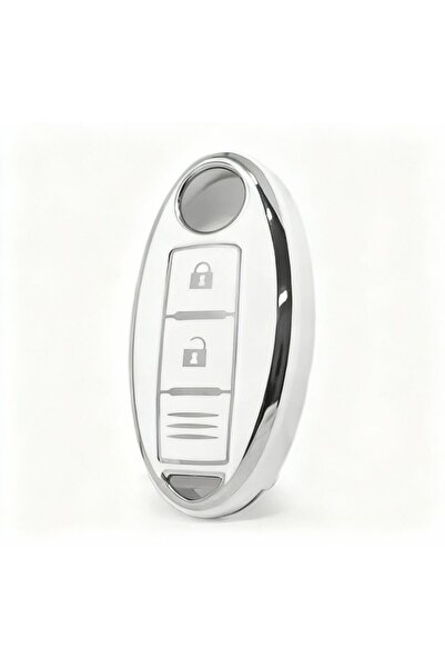 AutoHan Keys غطاء مفتاح نانو أبيض فضي لسيارات نيسان ميكرا وجوك وقاشقاي