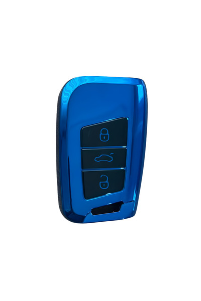 AutoHan Keys غطاء مفتاح فولكس فاجن باسات B8 نانو باللون الأزرق الداكن والأسود