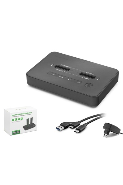HADRON محطة إرساء أقراص SSD مزدوجة من نوع M.2 طراز HDX1797 مع فتحتين NVMe SAT...