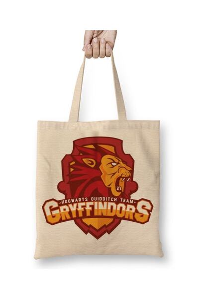 Toyaso Geantă din pânză albă Gryffindor 02, geantă de cumpărături cu mâner lu...