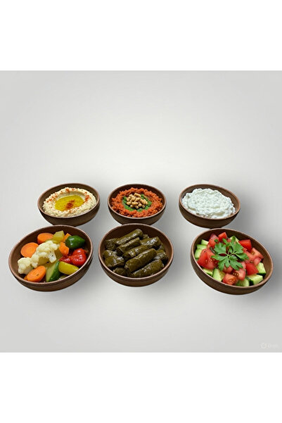 Trend Home Life 6 Adet Ahşap Görünümlü Plastik Meze Kasesi 10 x 3 cm Plastik Otel Restaurant Lokanta Cafe Bar Kase