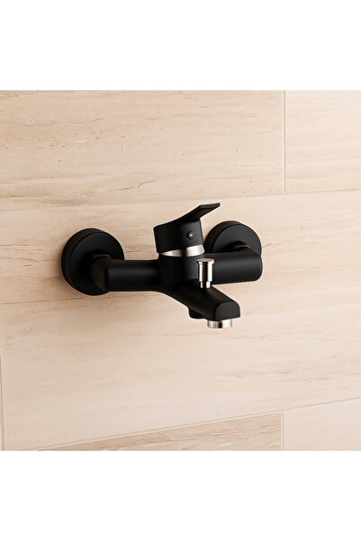 banyosepeti خلاط دش لينيا مات أسود - حديث مثبت على الحائط، جسم نحاسي، موفر لل...