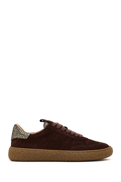Derimod Women's Brown Suede Leather Sneaker 25Wfd142314