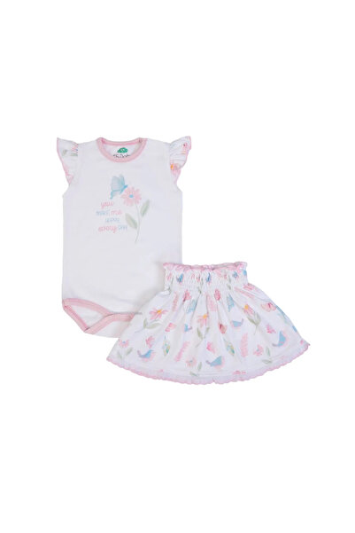 F.S. BABY Set body & fustă bumbac bebe FS Baby - White / Pink