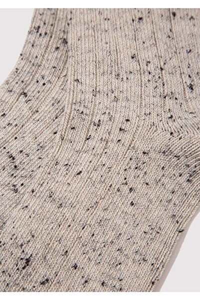 Mavi M Logo Embroidered Unisex Socks Beige