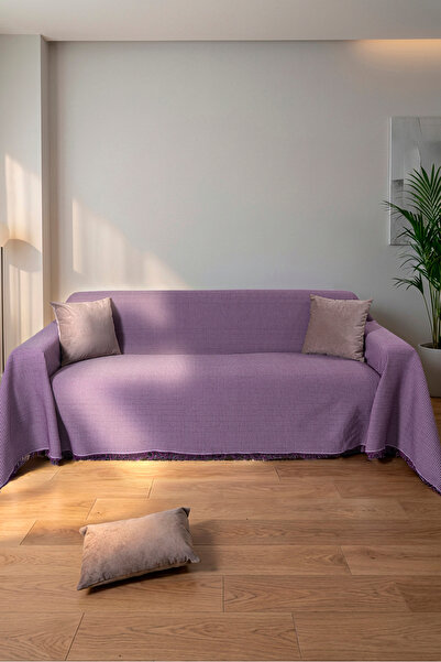 rellhome Памучен тъкан калъф за диван с ресни 170x300 cm – калъф за диван Bat...