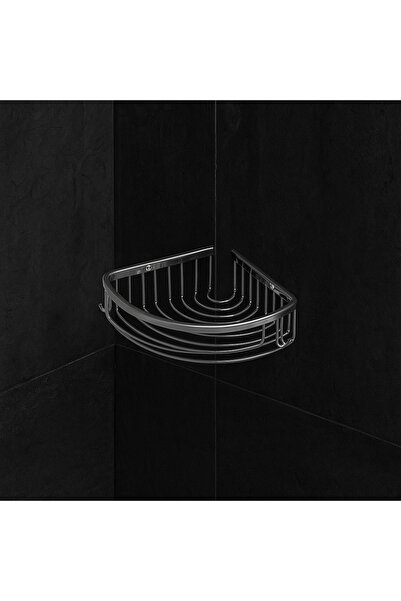 banyosepeti Chromeline Polished Chrome Corner Sponge Holder – Single Tier, Sh...