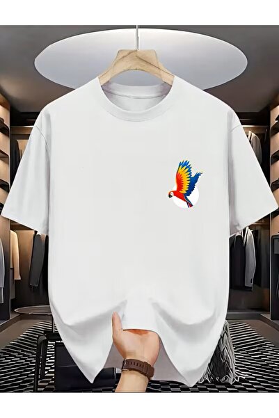 LELVANİ Colorful Parrot (Macaw) Patterned Print T-Shirt