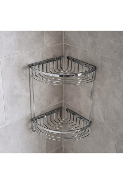 banyosepeti Chromeline Polished Chrome Corner Sponge Holder – 2 Tier, Hanging...