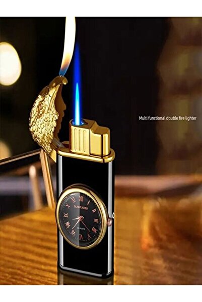 LİGHTER Kişiye Özel Isimli Saatli Kartal Tasarım Çift Alevli Özel Başlıklı Şı...