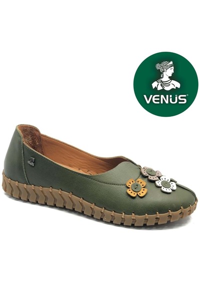 Venüs Itron Genuine Leather Orthopedic Women's Casual Shoes Khaki