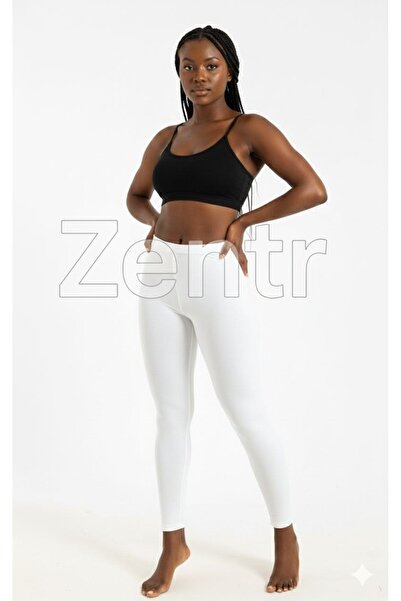 Bamboo Zentr 802 Bambu Kadın Beyaz Uzun Tayt – Gün Boyu Kesintisiz Konfor!