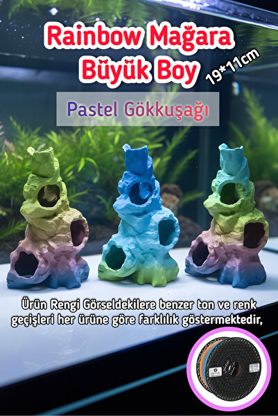 açelya3d Akvaryum Süsü Mağara Dekor Kaya Oyuk Balık Saklanma Dekoru Alanı 19x...