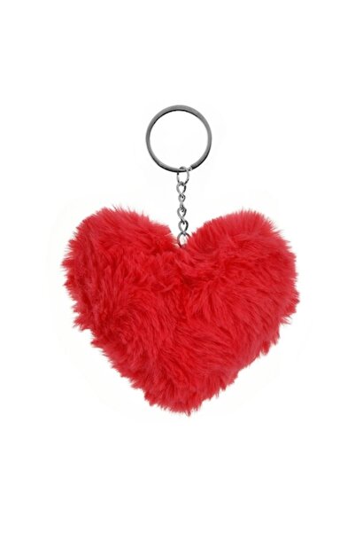OEM Fuchsia Heart Pom Pom Keychain 10cm