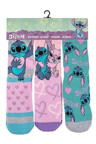 OEM Fancy Socks Pink Green Gray Stitch Model - 3 Pairs