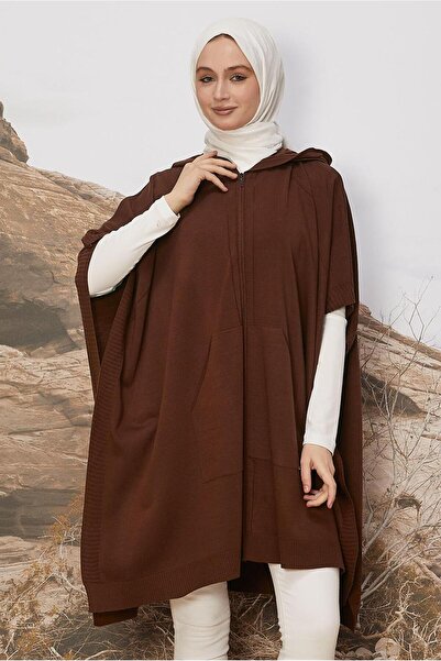Alvina Hooded Tri̇ko Poncho 45898