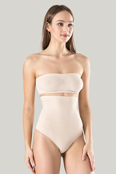 PERLMUTT Corset cu șnur pentru femei, culoarea pielii, talie înaltă efect mod...