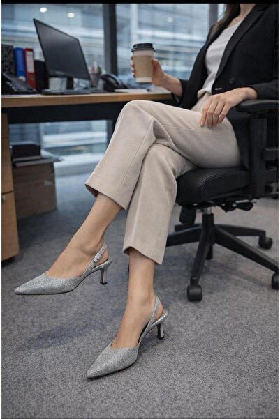 KILIÇ Pointed Toe Glitter Slingback Heels